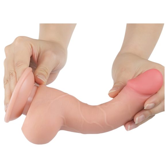 Lovetoy Piel Deslizante - dildo de doble capa con ventosa - 19,5cm (natural)