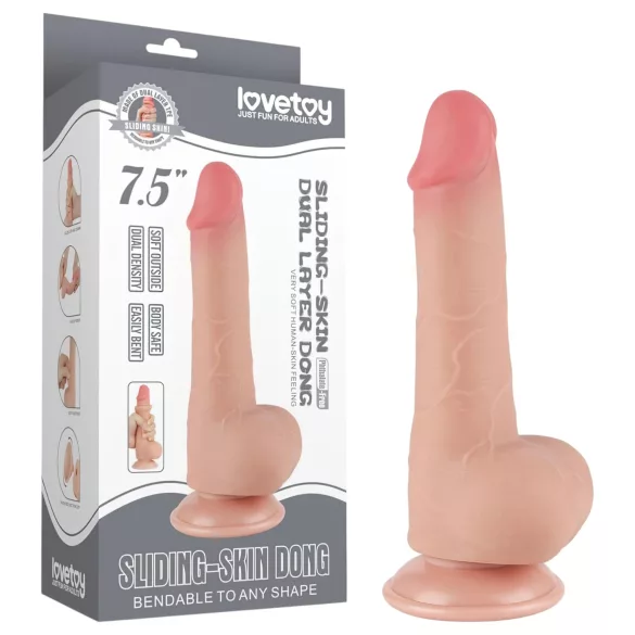 Lovetoy Sliding-Skin - dildo realista con testículos - 20 cm color natural