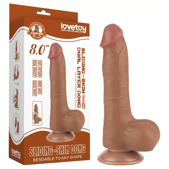 Lovetoy - dildo realista con testículos - doble capa - 20,8 cm - color oscuro