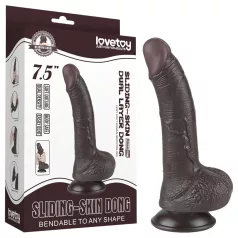   Sliding-Skin - consolador de doble capa con ventosa - 19,5 cm (marrón)