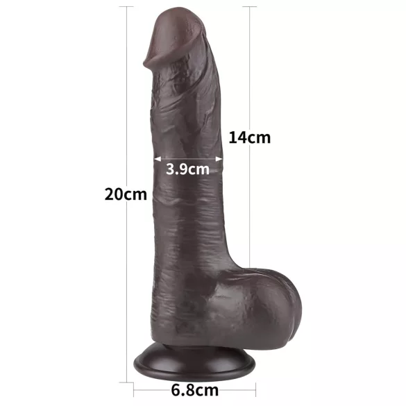 Lovetoy - consolador realista con testículos - doble capa 20cm marrón