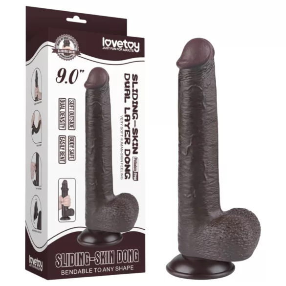 Lovetoy Sliding-Skin - consolador con ventosa - doble capa - 20,8 cm - marrón