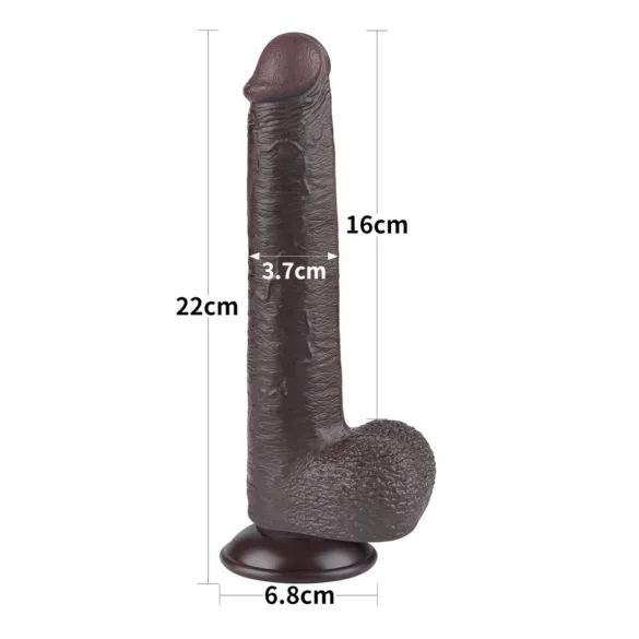 Lovetoy Sliding-Skin - consolador con ventosa - doble capa - 20,8 cm - marrón