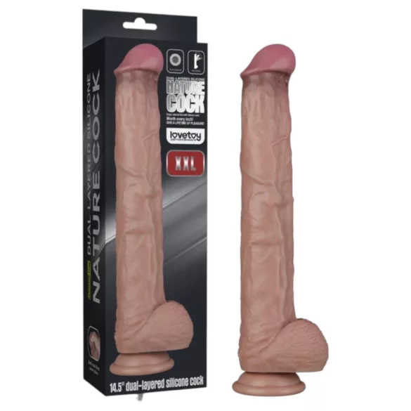 Lovetoy - dildo realista XXL - doble capa - 36,5 cm - color natural