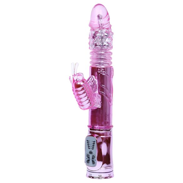 Baile - vibrador con estimulador de clítoris tipo mariposa - silicona rosa