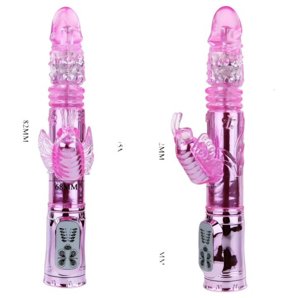 Baile - vibrador con estimulador de clítoris tipo mariposa - silicona rosa