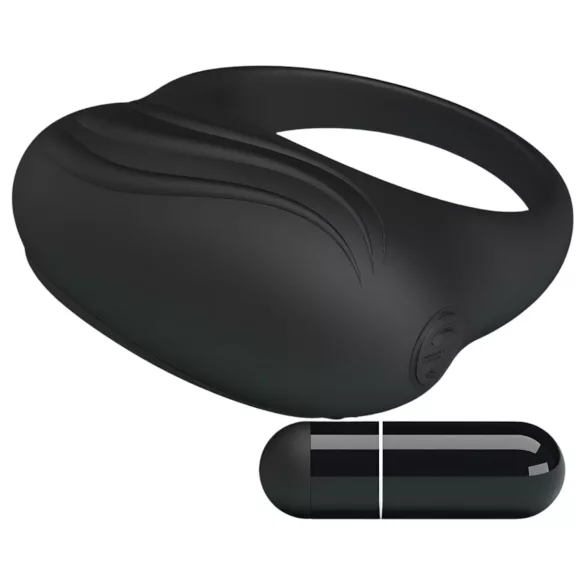 Pretty Love Bertram - anillo para pene vibrador impermeable - silicona negra