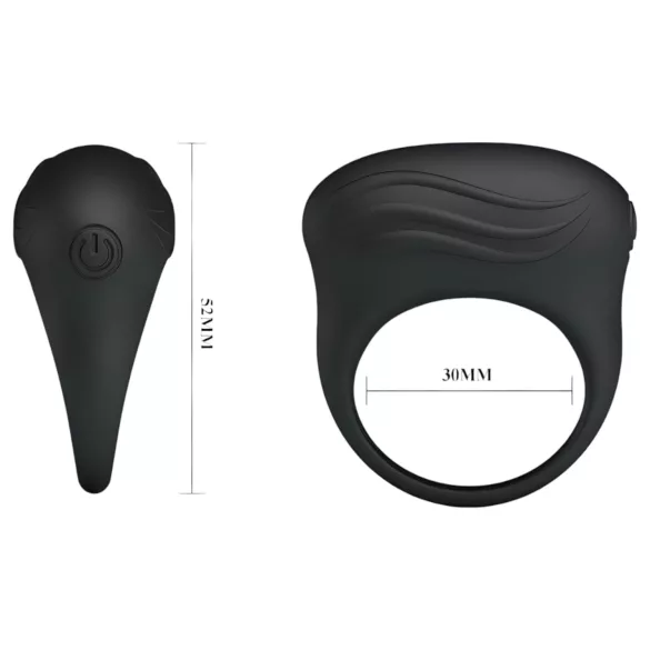 Pretty Love Bertram - anillo para pene vibrador impermeable - silicona negra