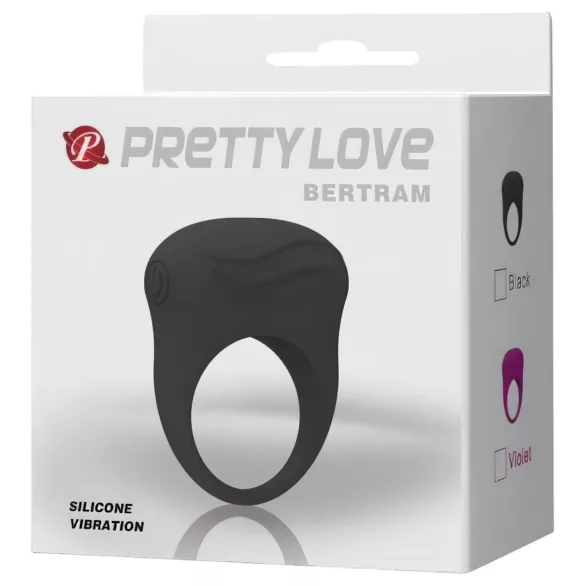 Pretty Love Bertram - anillo para pene vibrador impermeable - silicona negra