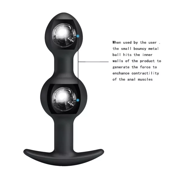 Pretty Love - consolador anal con bolas internas - silicona negra