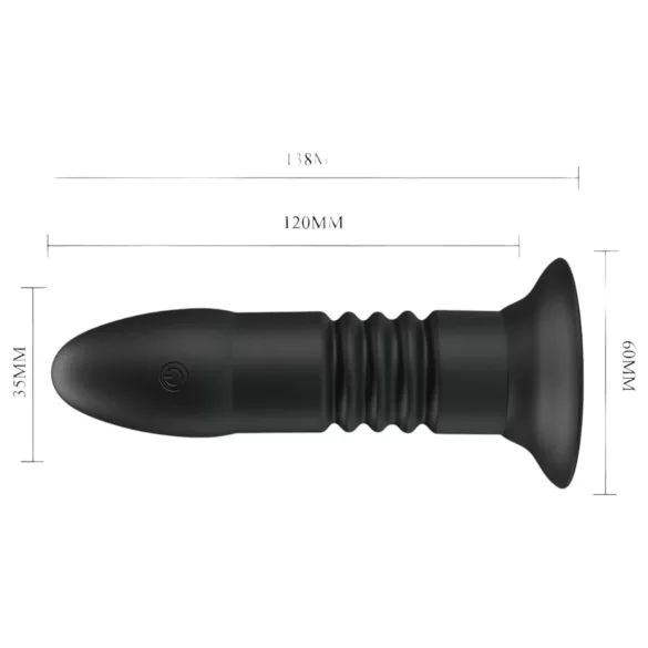 Pretty Love Magic Jinger - consolador anal vibrador con empuje - silicona negra