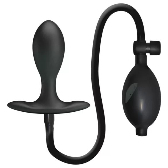 Pretty Love - plug anal inflable con bola interna - silicona negra