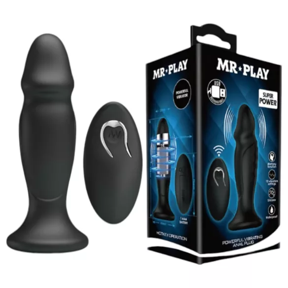 MR. PLAY - vibrador anal recargable con control remoto - silicona negra
