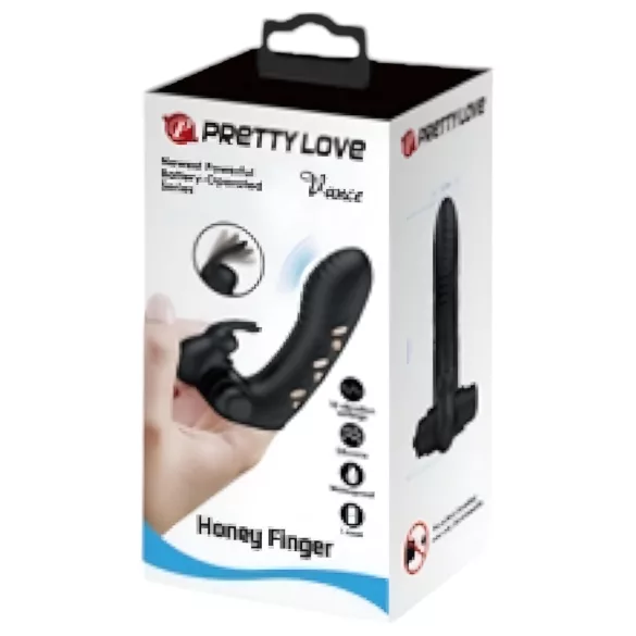 Pretty Love Vance - vibrador dedo con estimulador de clítoris - silicona negra