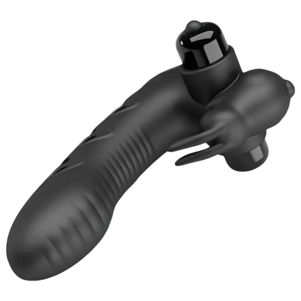 Pretty Love Vance - vibrador dedo con estimulador de clítoris - silicona negra