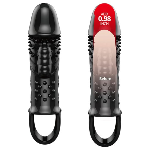 Pretty Love Cecelia - funda peneana vibratoria con anillo - silicona negra