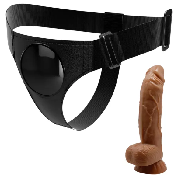Pretty Love - arnés universal con consolador - 17 cm - negro