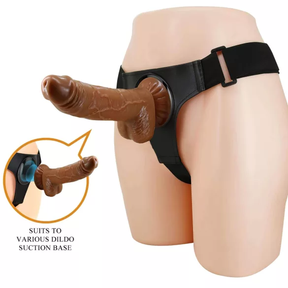 Pretty Love - arnés universal con consolador - 17 cm - negro