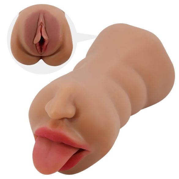 Crazy Bull - masturbador doble boca y vagina - silicona color natural