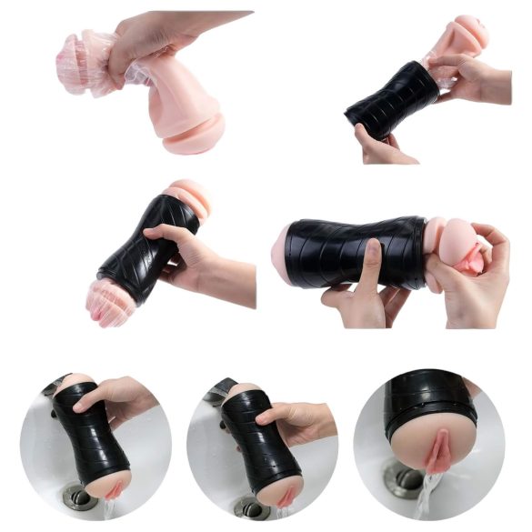 Vibeconnect - masturbador boca y vagina realista - silicona piel negra