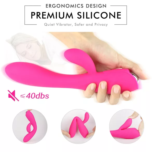 Sex HD Muses - vibrador recargable impermeable con calor - silicona rosa
