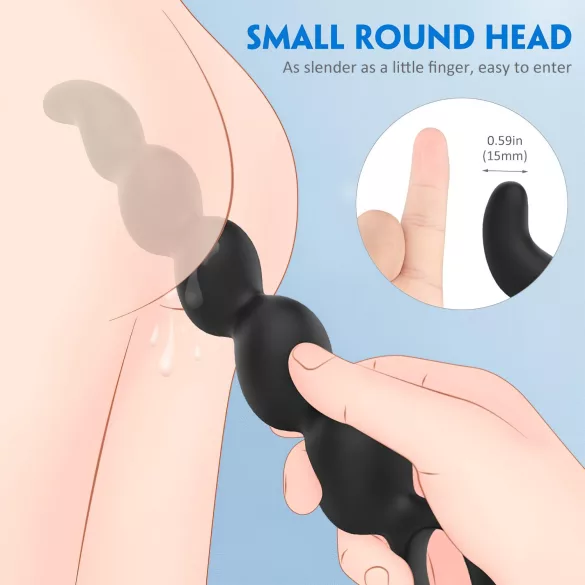 Sex HD Steven - consolador anal con perlas - silicona negra