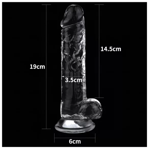 Lovetoy Flawless Clear - consolador con ventosa - 19 cm (transparente)