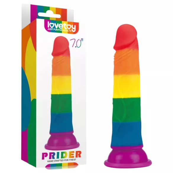 Lovetoy Prider - dildo realista - 19 cm - arcoíris