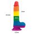Dildo realista 20cm arcoíris con testículos