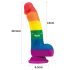 Lovetoy Prider - dildo realista - silicona - 19 cm - arcoíris