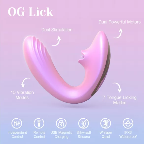 Tracy's Dog OG Lick - Vibrador de punto G y estimulador de clítoris (rosa)