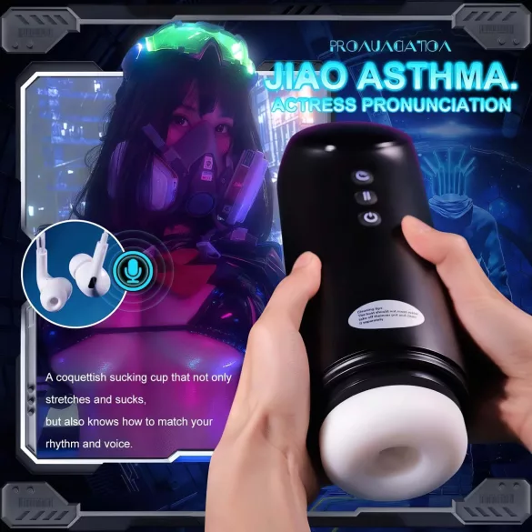 Leopard - masturbador automático con succión y vibración - silicona negra