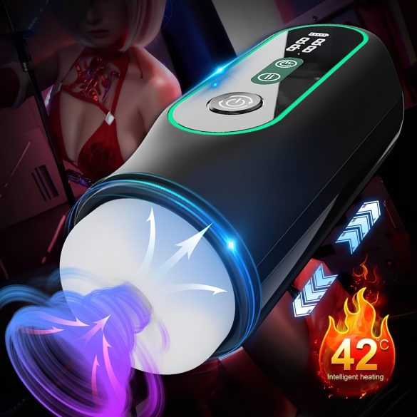 Leopard - masturbador negro vibrador con movimiento arriba y abajo