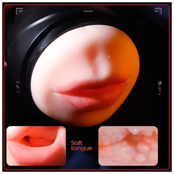 Leopard - vibrador para pene con boca y vagina artificial (color natural)