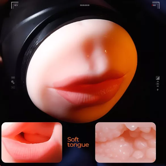 Leopard - vibrador para pene con boca y vagina artificial (color natural)