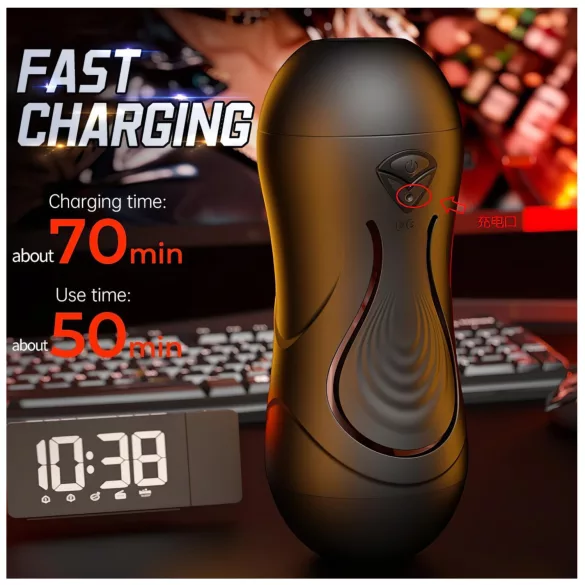 Leopard - vibrador para pene con boca y vagina artificial (color natural)