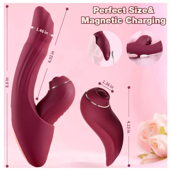 Vibeconnect - Vibrador 2 en 1 punto G y clítoris - silicona roja