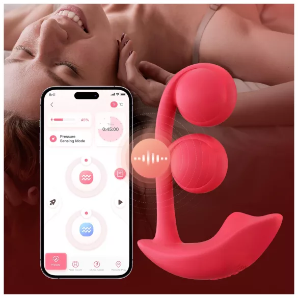 Honey Play Box Melody - vibrador 2 en 1 con cuentas controlado por aplicación (rojo)