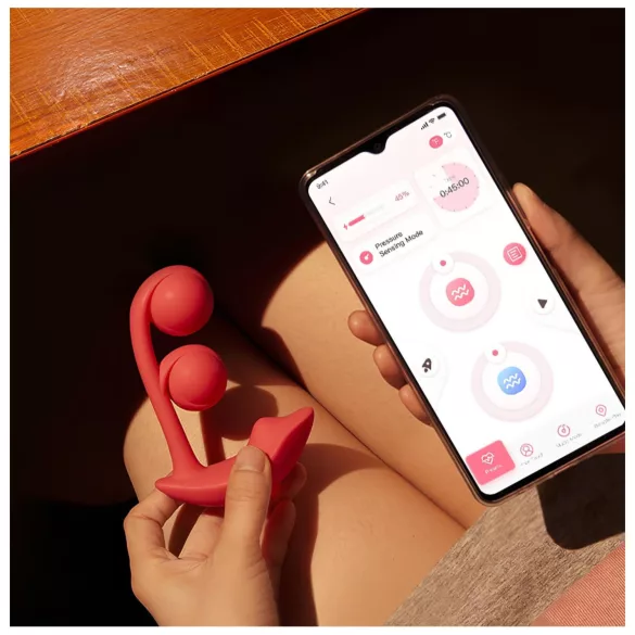 Honey Play Box Melody - vibrador 2 en 1 con cuentas controlado por aplicación (rojo)