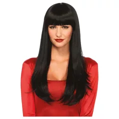   Leg Avenue - peluca larga y lisa para mujer con flequillo (negra)