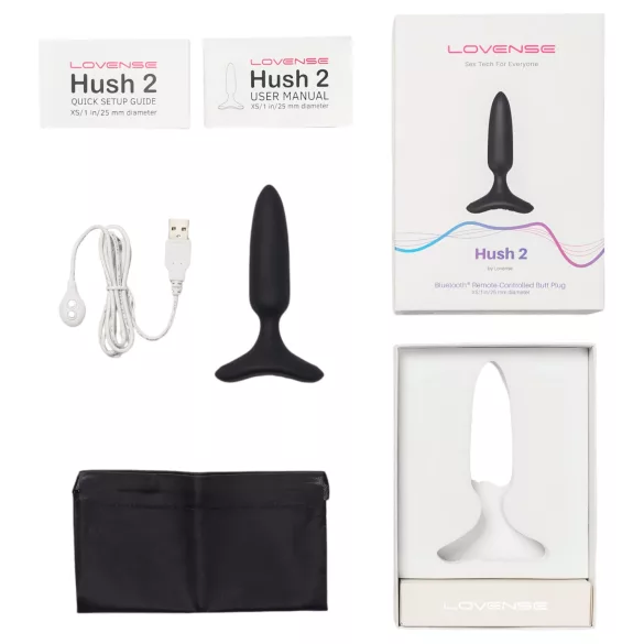 Lovense - plug anal vibrador pequeño recargable - silicona negra 25mm