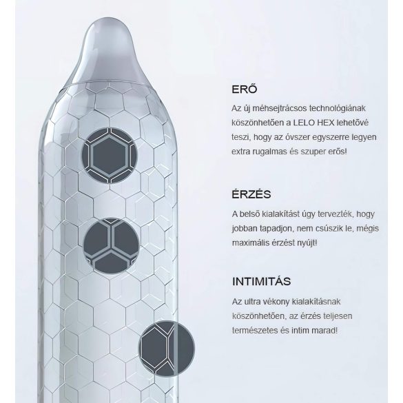 LELO Hex Original - preservativo premium - textura hexagonal - 12 unidades