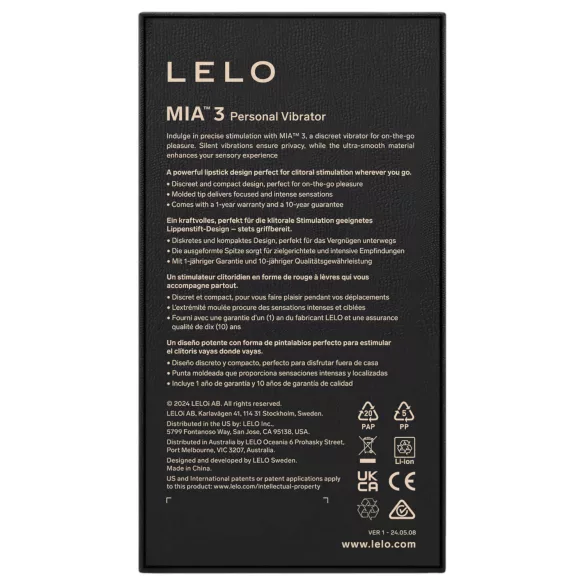 LELO Mia 3 - vibrador tipo barra compacto - silicona rosa