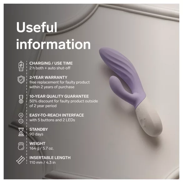 LELO INA Twist - vibrador de punto G controlado por app, con brazo estimulador del clítoris (morado)