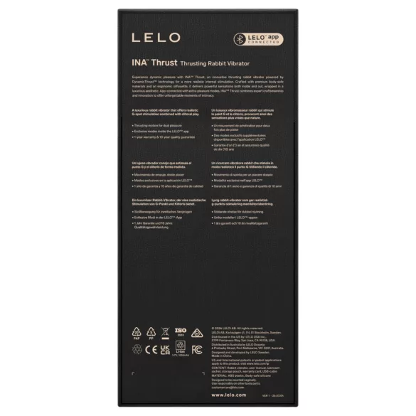 LELO - INA Thrust conejo vibrador con movimiento de empuje (negro)