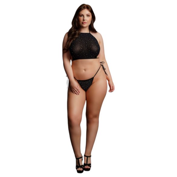 Le Désir Tallas Grandes - conjunto de fiesta con brillo - negro (XL-3XL)
