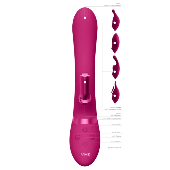 Vive Chou - vibrador recargable con cabezales intercambiables para clítoris