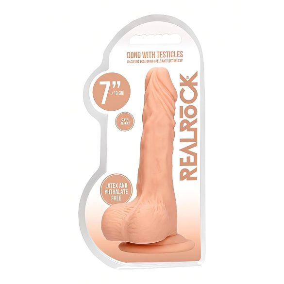 RealRock - dildo realista con testículos - 17 cm - color natural