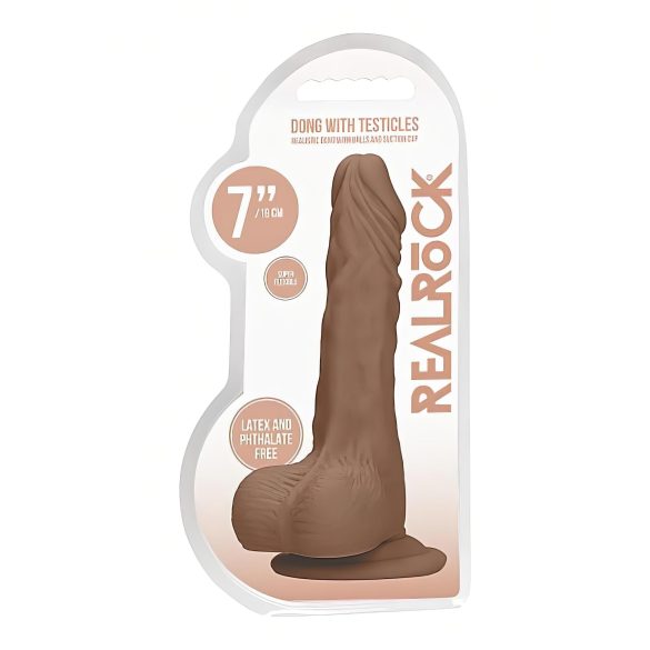 RealRock - consolador realista con testículos - silicona marrón 17 cm