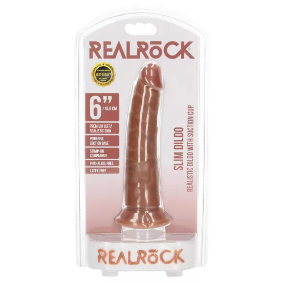 RealRock Slim - consolador realista 15,5 cm - color piel oscura